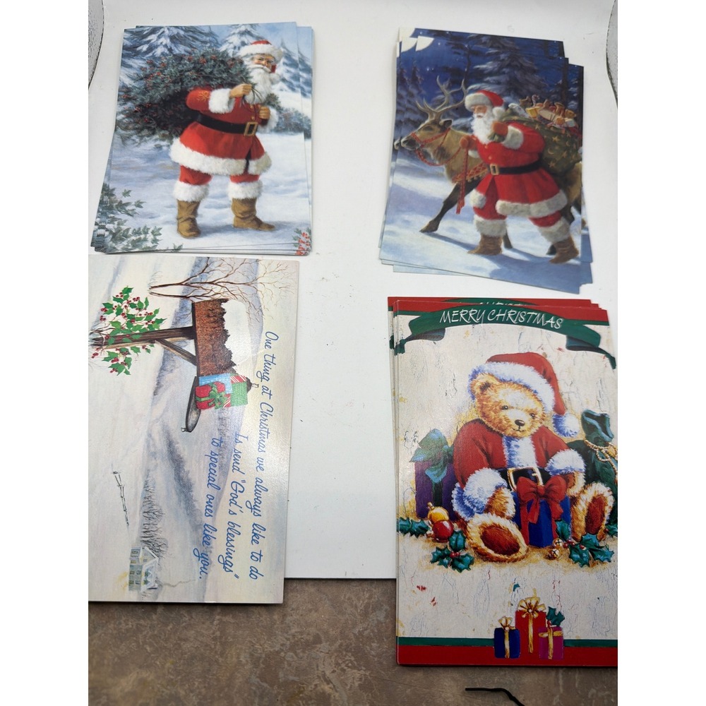 Vintage Christmas Postcard Lot Santa Claus Reindeer Teddy Bear DaySpring Unused
